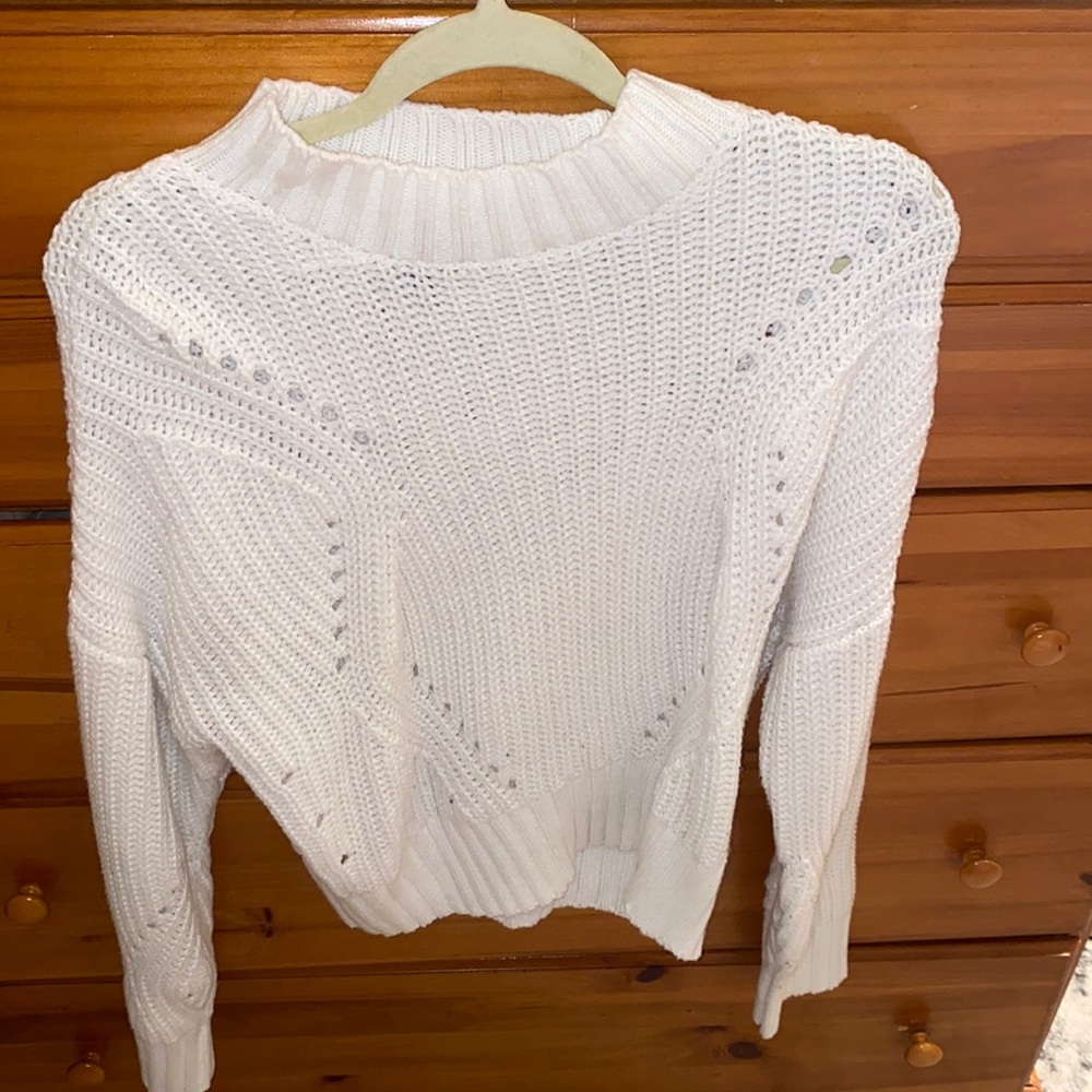 White mock neck sweater